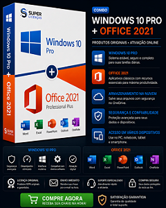Windows 10 Pro + Office 2021 Pro Plus - Licença Vitalícia I Envio Por E-mail (Original)