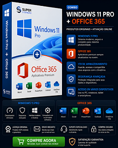 WINDOWS 11 PRO + OFFICE 365 - LICENÇA VITALÍCIA & ENVIO POR E-MAIL (ORIGINAL)
