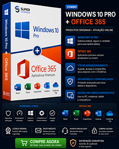 WINDOWS 10 PRO + OFFICE 365 - LICENÇA VITALÍCIA & ENVIO POR E-MAIL (ORIGINAL)