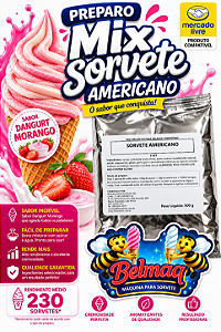 Base mix sorvete americano Dangurt Morango