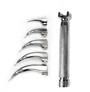 KIT LARINGOSCÓPIO ( CABO AD / INF + 6 LAMINAS CURVAS 0,1,2,3,4,5 )