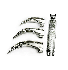 KIT LARINGOSCÓPIO (CABO + 3 LAMINAS CURVAS ADULTO 3,4 E 5)