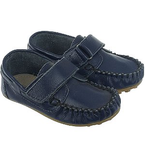 Mocassim Infantil Social de Menino em Couro Azul