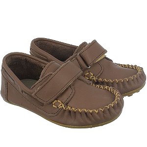 Mocassim Infantil Social de Menino em Couro Marron