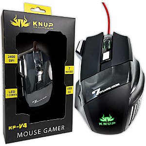 Mouse Gamer RGB Knup KP-V4 2400 DPI 7 Botões - GFTech Acessórios
