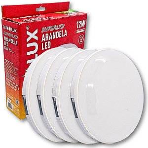 KIT 4 Luminárias Superled Arandela 12W 6500K Branco Frio