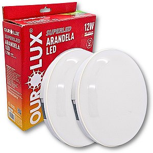 KIT 2 Luminárias Superled Arandela 12W 6500K Branco Frio