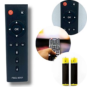 KIt Controle e Pilha Compatível Com TV Box Modelo FBG-9051