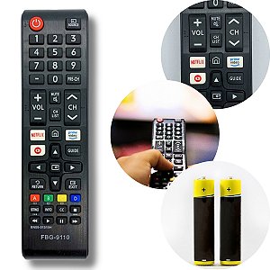 Kit Controle Remoto + Pilhas Compatível Com Samsung 4K FBG-9110