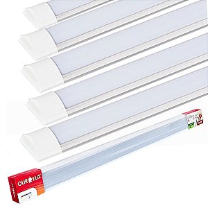 Kit 5 Luminárias LED Slim 100cm 36W 6500K Bivolt Economica