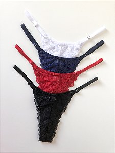 Calcinha String Suzy Fio Dental em Microfibra e Renda