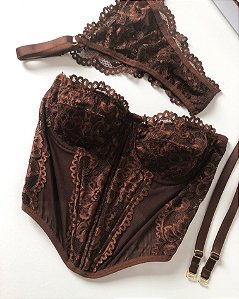 Corset de renda com aro e barbatanas Verena