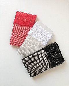 Meia Arrastão 7/8 com  renda