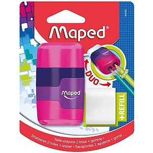 APONTADOR C/ DEPOSITO + BORRACHA CONNECT DUO ROSA BLS C/1 MAPED 049220