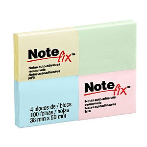 BLOCO ADESIVO NOTEFIX 653 COLORS 4 BLOCOS 38X50MM 400 FOLHAS
