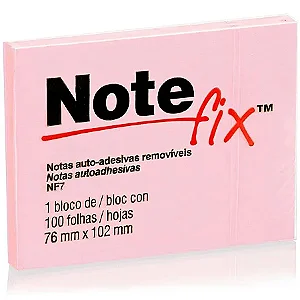 BLOCO ADESIVO NOTEFIX 657 ROSA 76X102MM 100 FOLHAS 3M