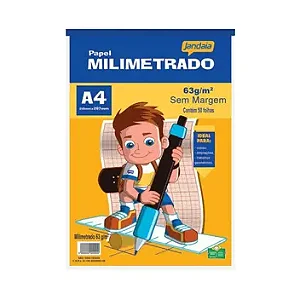 BLOCO PAPEL A-4 MILIMETRADO 63G 50FLS JANDAIA