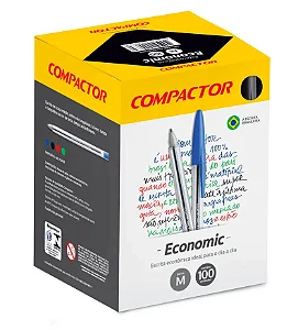 CANETA ESFEROGRAFICA ECONOMIC 1.0MM AZUL COMPACTOR C/ 100
