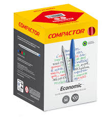 CANETA ESFEROGRAFICA ECONOMIC 1.0MM VERMELHA COMPACTOR