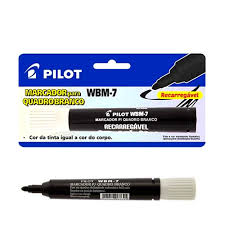 CANETA QUADRO BRANCO PRETA WBM-7 RECARREGAVEL PILOT
