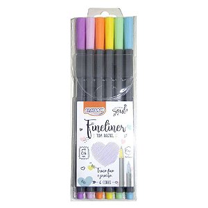 CANETINHA HIDROGRAFICA FINE LINER 0.4MM - COR PASTEL - BLISTER C/ 6UN