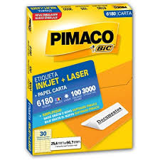 ETIQUETA LASER/JET CARTA 6180 25,4x66,7 PIMACO CX C/100F
