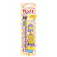 KIT LAPIS GRAFITE LEO E LEO  PICOLE (APONT./BORRACHA/2 LAPIS)