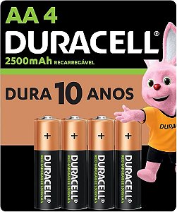 PILHA PEQUENA RECARREGAVEL AA C/ 4 UN DURACELL