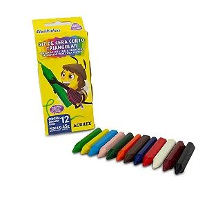 GIZ DE CERA 12 CORES CURTO TRIANGULAR 9412 ACRILEX