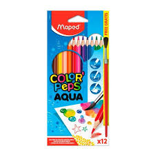 LAPIS DE COR 12 CORES AQUARELAVEL + 1 PINCEL COLOR PEPS 836011ZV  MAPED