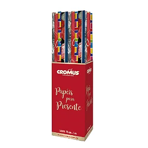 PAPEL PRESENTE 70X100CM ROLINHO C/1FL SORTIDO CROMUS