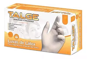 LUVAS DESCARTAVEIS TALGE LATEX COR NATURAL - P DE LATEX C/ PO