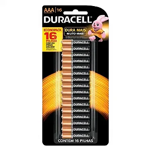 PILHA PALITO AAA ALCALINA C/ 16 UN DURACELL