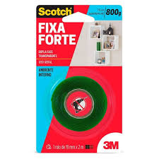 FITA ADESIVA DUPLA FACE 19mm X 2m SILICONE FIXA FORTE USO INTERNO SCOTCH 3M