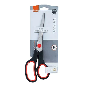TESOURA DE AÇO INOX 17CM CABO EMBORRACHADO - BLISTER C/ 1UN