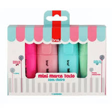 MARCA TEXTO COR PASTEL MINI COM CHEIRO - TUTTI FRUTTI - BLISTER C/ 4CORES
