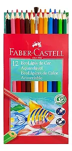 LAPIS DE COR 12 CORES ECOLAPIS AQUARELAVEL COM PINCEL FABER-CASTELL