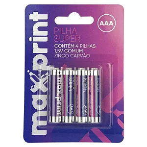 PILHA PALITO AAA ZINCO CARVAO MAXPRINT C/04