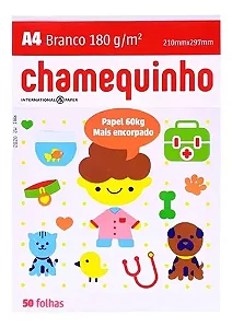 PAPEL SULFITE A4 180g 60kg CHAMEQUINHO BRANCO 50FLS