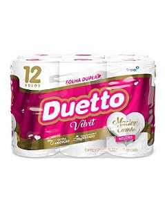 PAPEL HIGIENICO FOLHA DUPLA VELVET NEUTRO C/12 ROLOS DE 30M DUETTO