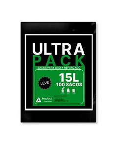 SACO DE LIXO 15L PRETO LEVE 3MC C/100 ULTRA PACK