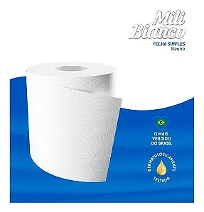 PAPEL HIGIENICO FOLHA SIMPLES NEUTRO PT C/96 ROLOS DE 60M MILI