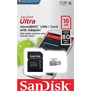Cartão de Memória MicroSD - Sandisk Ultra 16GB Classe 10