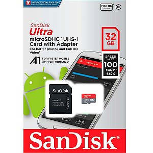 Cartão de Memória MicroSD - Sandisk Ultra 32GB Classe 10