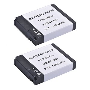 Kit com 2 Baterias para GoPro Hero1 e Hero2 - 3.7V 1100mAh