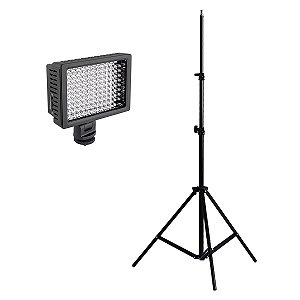 Kit com Iluminador Led Profissional HD-160 e Tripé DSLR