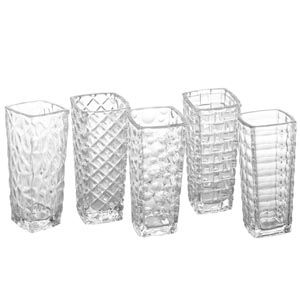 Kit com 5 Vasos de Vidro Sortidos 15 cm 