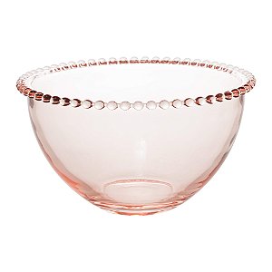 Bowl Borda de Bolinhas Pearl Vidro Rosa 14 cm Alto