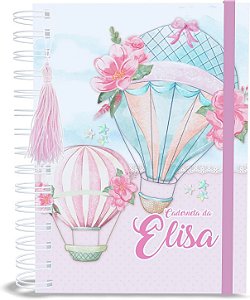 Caderneta de Saúde A5 Personalizada Balão de Ar Menina