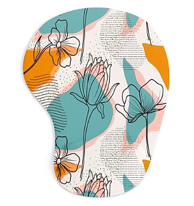 Mouse Pad Ergonômico Floral Abstrato com Apoio de Pulso